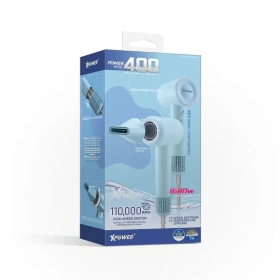 Xpower 1600W Powerwind Hair Dryer - Blue